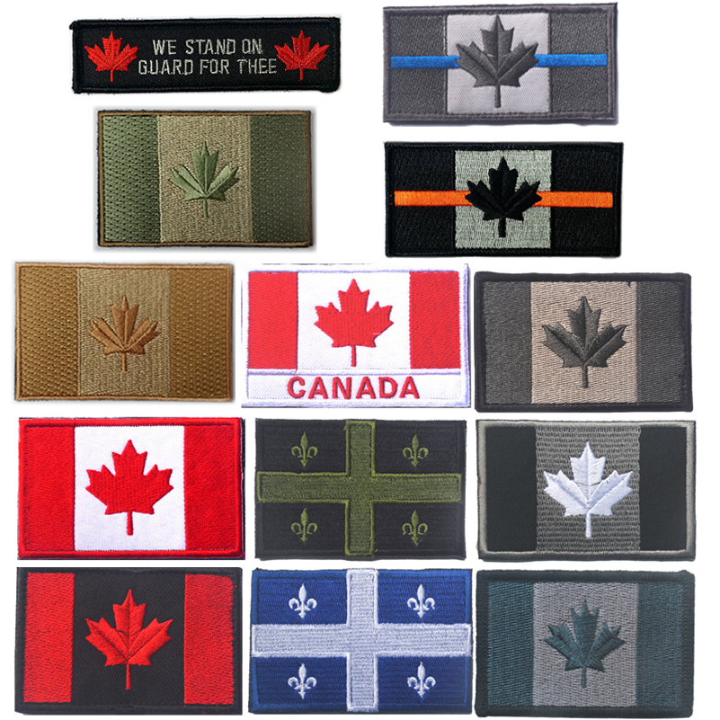 Home Decor Canada - Embroidered Canada Flag Quebec Patch Canadian