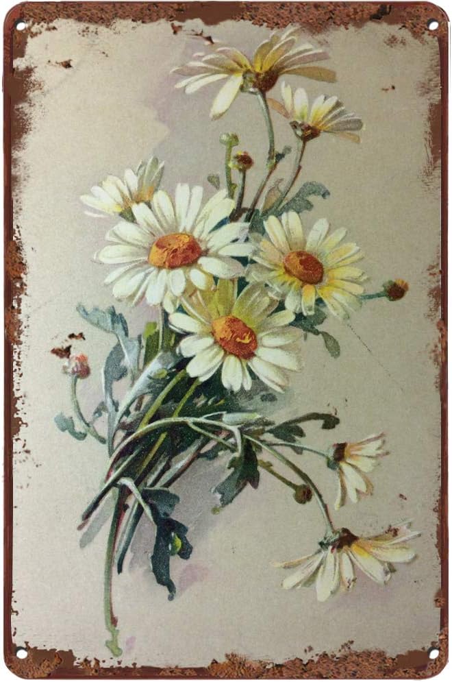 Home Decor Daisy - Vintage Tin Sign Flower White Daisy