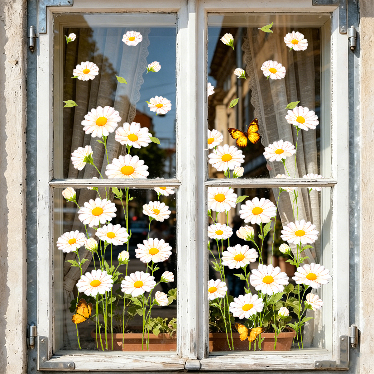 Home Decor Daisy - Daisy Flower Static Window Stickers, Daisy