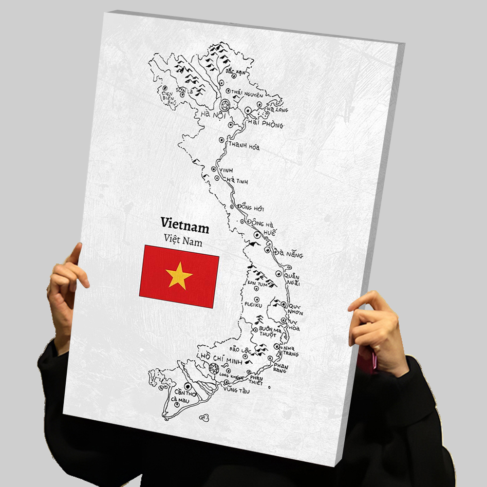 Handdrawn Vietnam Map Prints P - Home Decor Vietnam reseña y precio