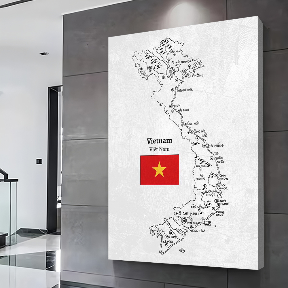 Handdrawn Vietnam Map Prints P - Home Decor Vietnam reseña y precio