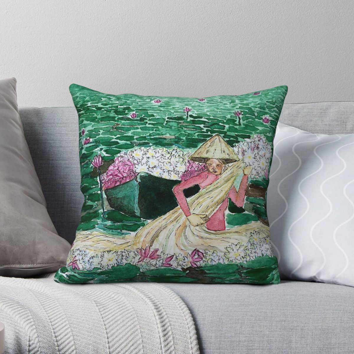 Lady Harvesting Water Lillies  - Home Decor Vietnam reseña y precio