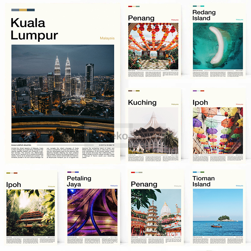 Asia Malaysia Travel Posters K - Home Decor Kuching reseña y precio