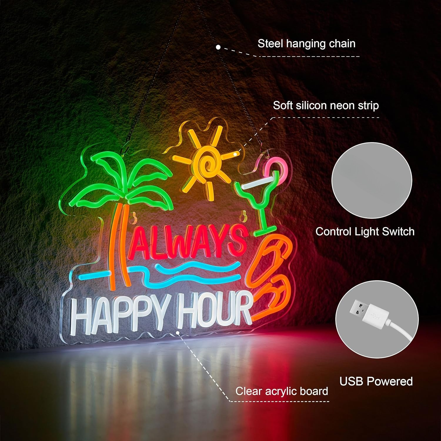 Always Happy Hour Beer Bar Neo - Home Decor Lighting reseña y precio
