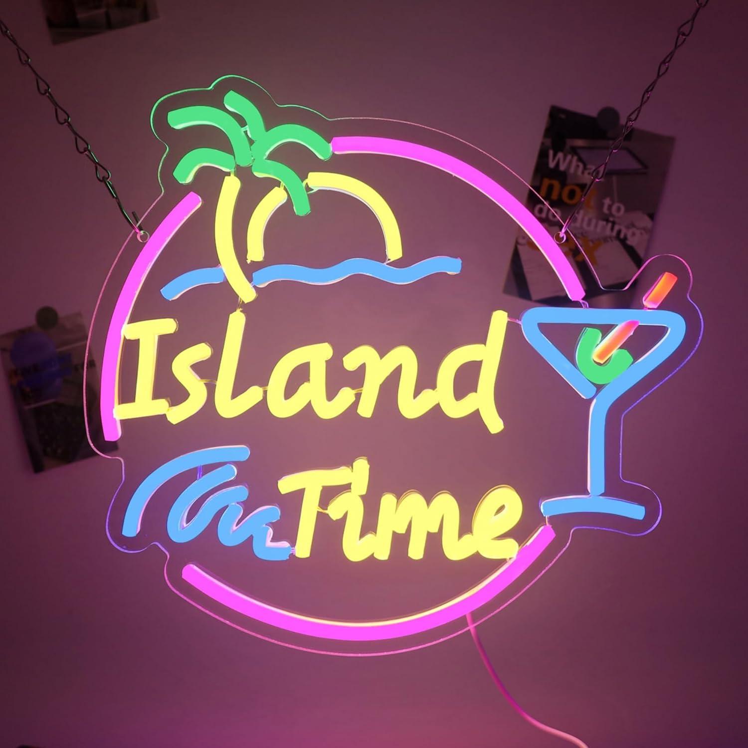 Island Time Neon Sign LED Ligh - Home Decor Lighting reseña y precio