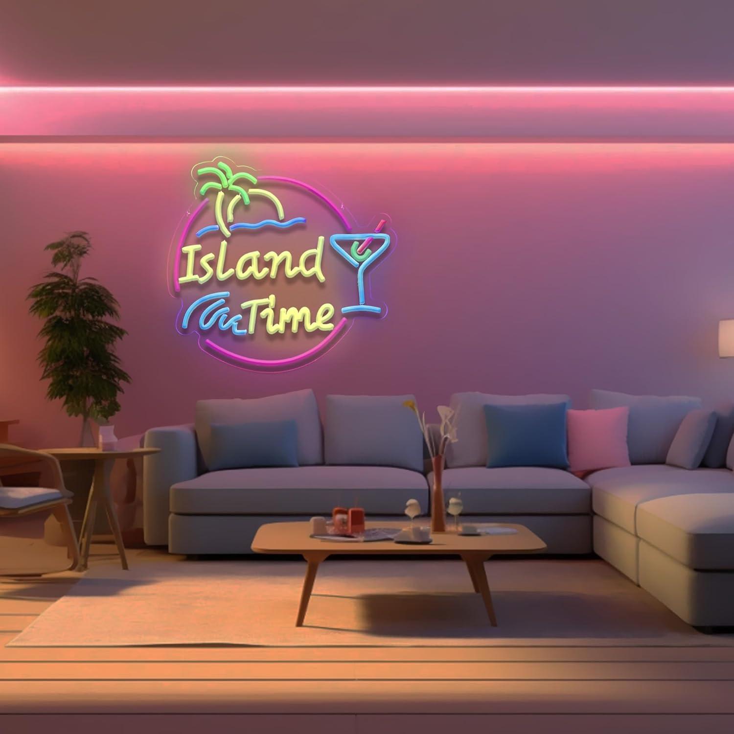 Island Time Neon Sign LED Ligh - Home Decor Lighting reseña y precio