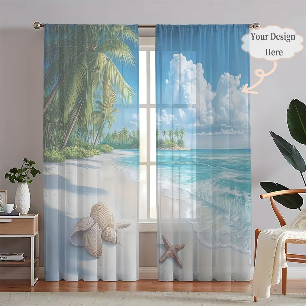 Custom 2D Flat 2pcs Sheer Curt - Home Decor Free Images reseña y precio