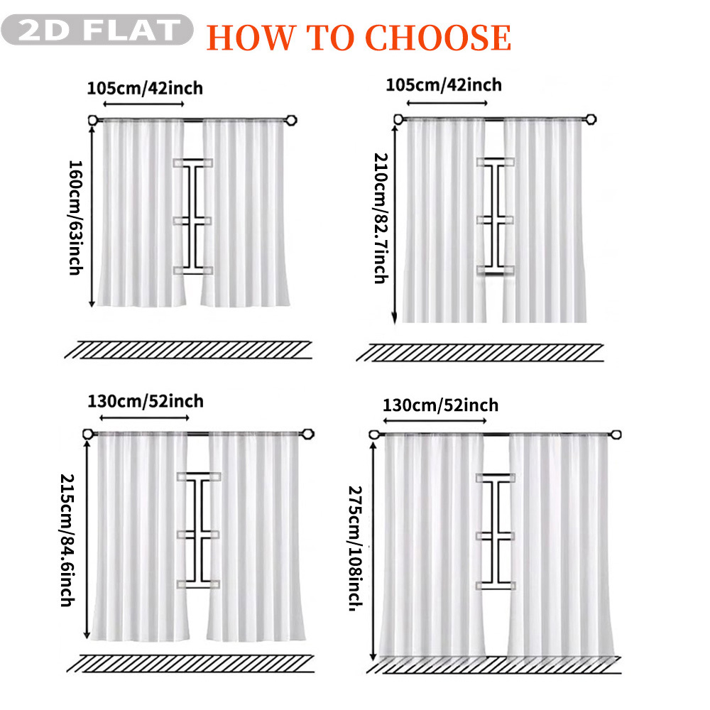 Custom 2D Flat 2pcs Sheer Curt - Home Decor Free Images reseña y precio