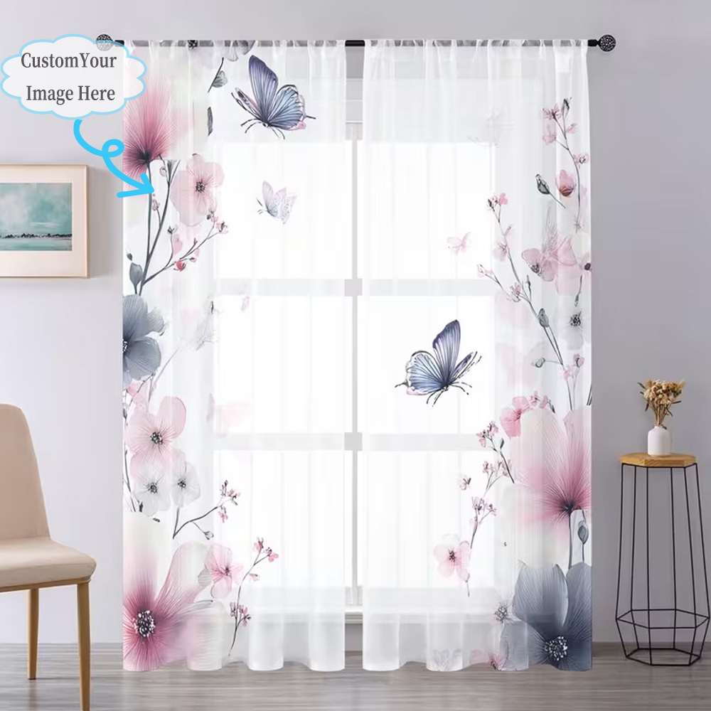 Custom 2D Flat 2pcs Sheer Curt - Home Decor Free Images reseña y precio