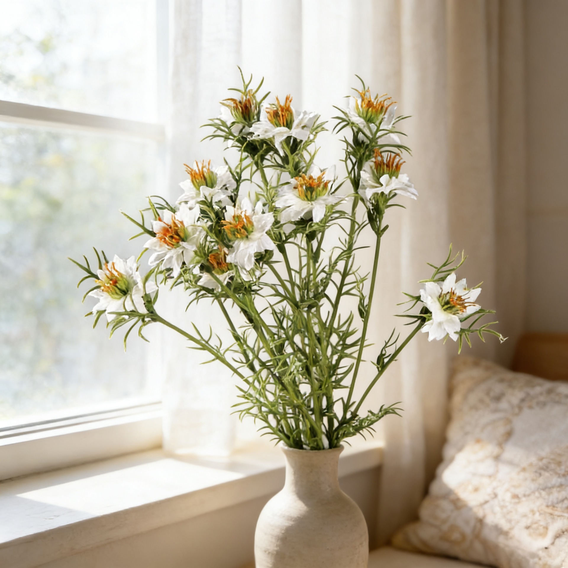 27 Inch Faux Nigella Daisy Flo - Home Decor Daisy reseña y precio