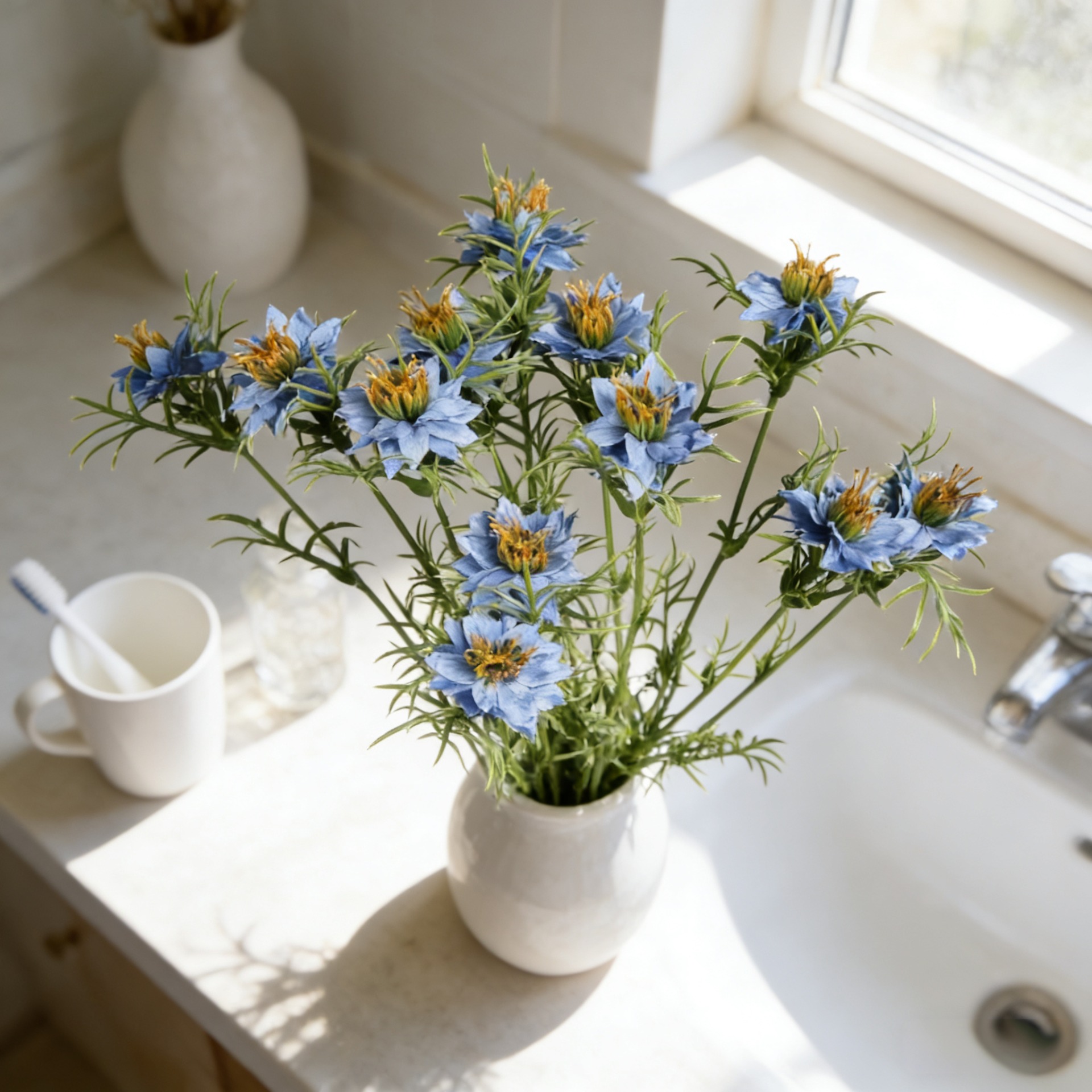 27 Inch Faux Nigella Daisy Flo - Home Decor Daisy reseña y precio