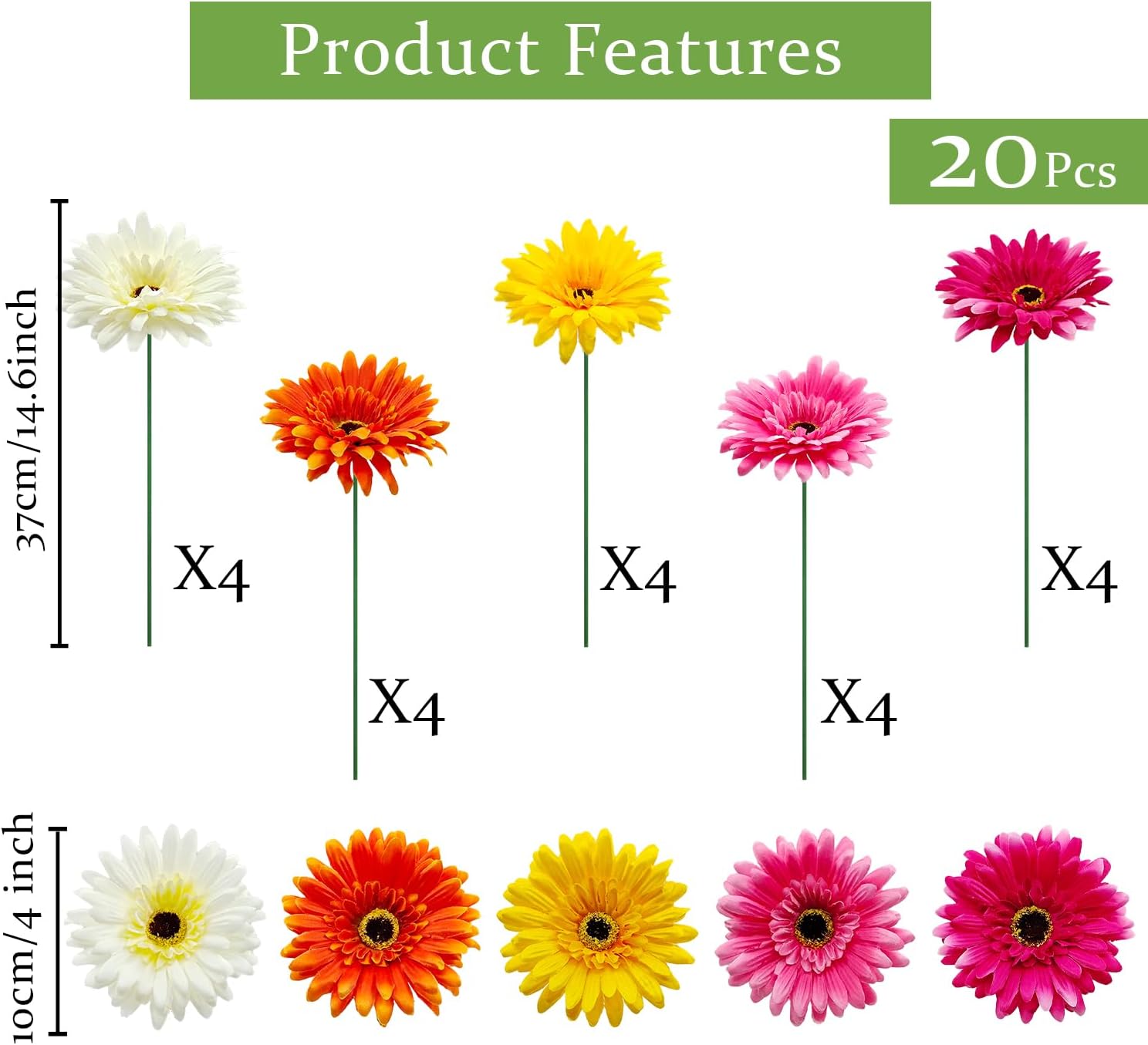 20 Pcs Artificial Gerbera Dais - Home Decor Daisy reseña y precio
