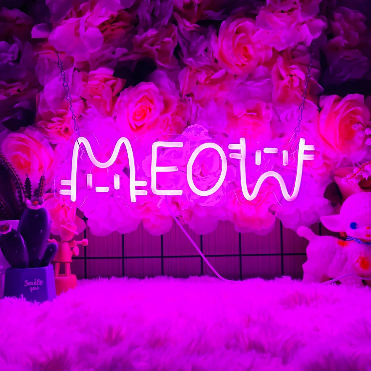 Meow Neon Sign Cat USB Powered - Home Decor Lighting reseña y precio