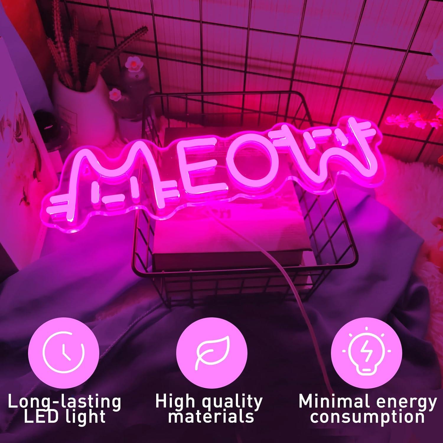 Meow Neon Sign Cat USB Powered - Home Decor Lighting reseña y precio