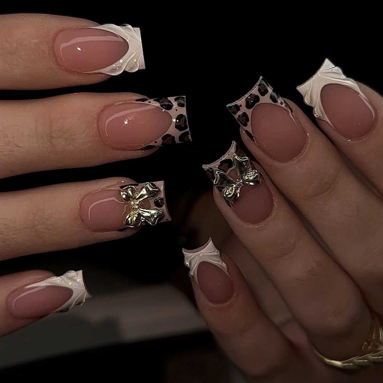 Short square fake nails for wo - Pressed Flower Frame reseña y precio