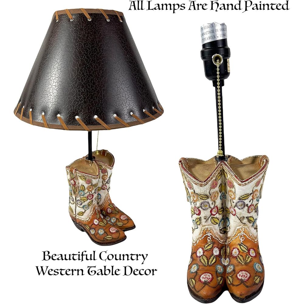 Western Cowboy Boot Table Lamp - Home Decor Living reseña y precio