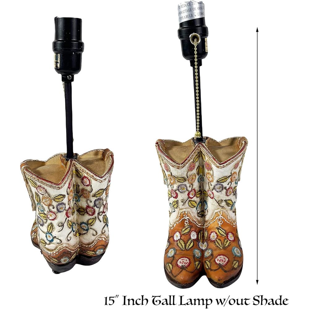 Western Cowboy Boot Table Lamp - Home Decor Living reseña y precio